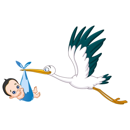 Baby Shower Flying Stork with Baby Boy Sticker